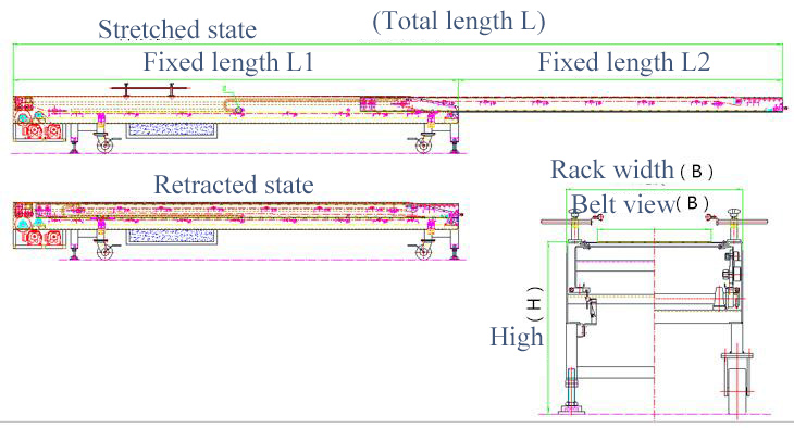 Retractable belt conveyor structure diagram