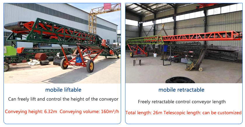 Display of different models of Mobile conveyor belt